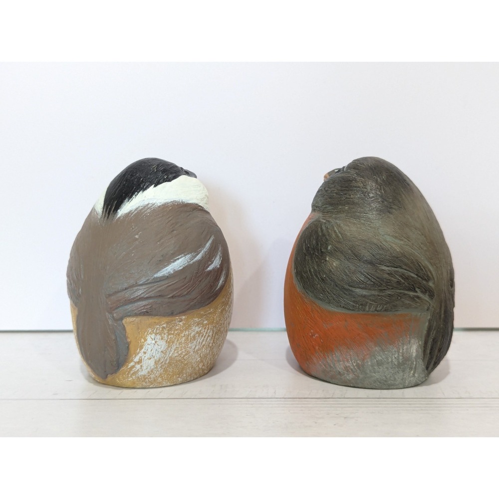 Rolly Polly Robin Chickadee Bird Resin Statue Figure 3.5" Hand Painted Heavy - Picture 3 of 16